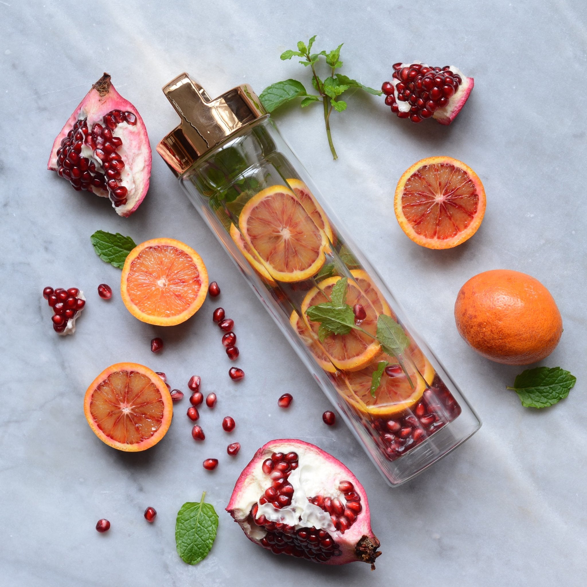 Pomegranate, Blood Orange & Mint Detox Water // By @alphafoodie